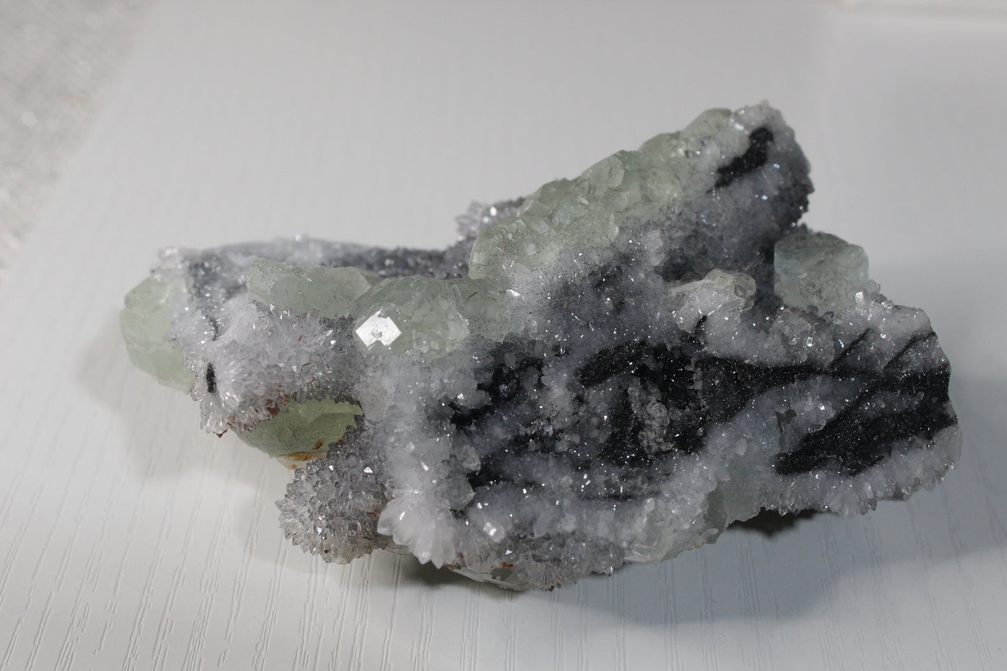 Green and White Quartz Geode