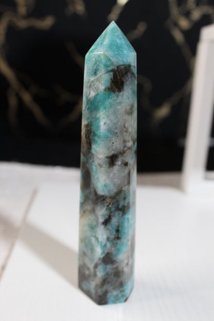 Amazonite Towers with Smokey Quartz Inclusions