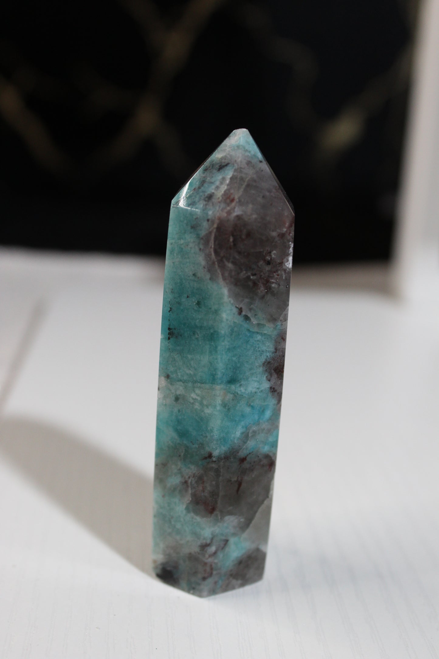 Amazonite Towers with Smokey Quartz Inclusions