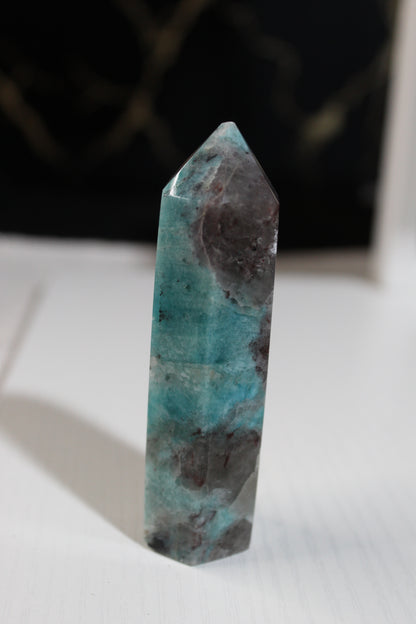 Amazonite Towers with Smokey Quartz Inclusions