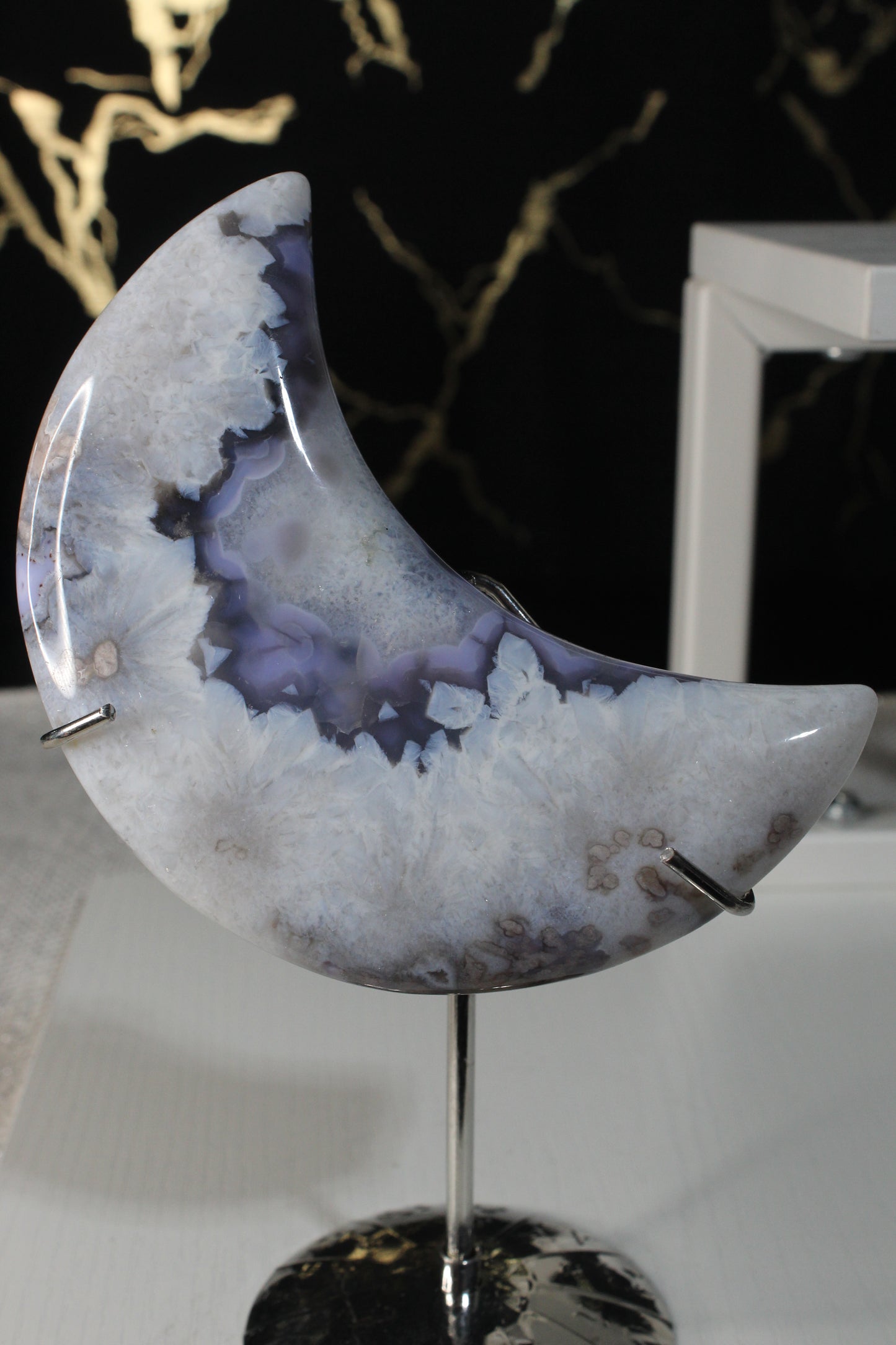 Blue Flower Agate Moons