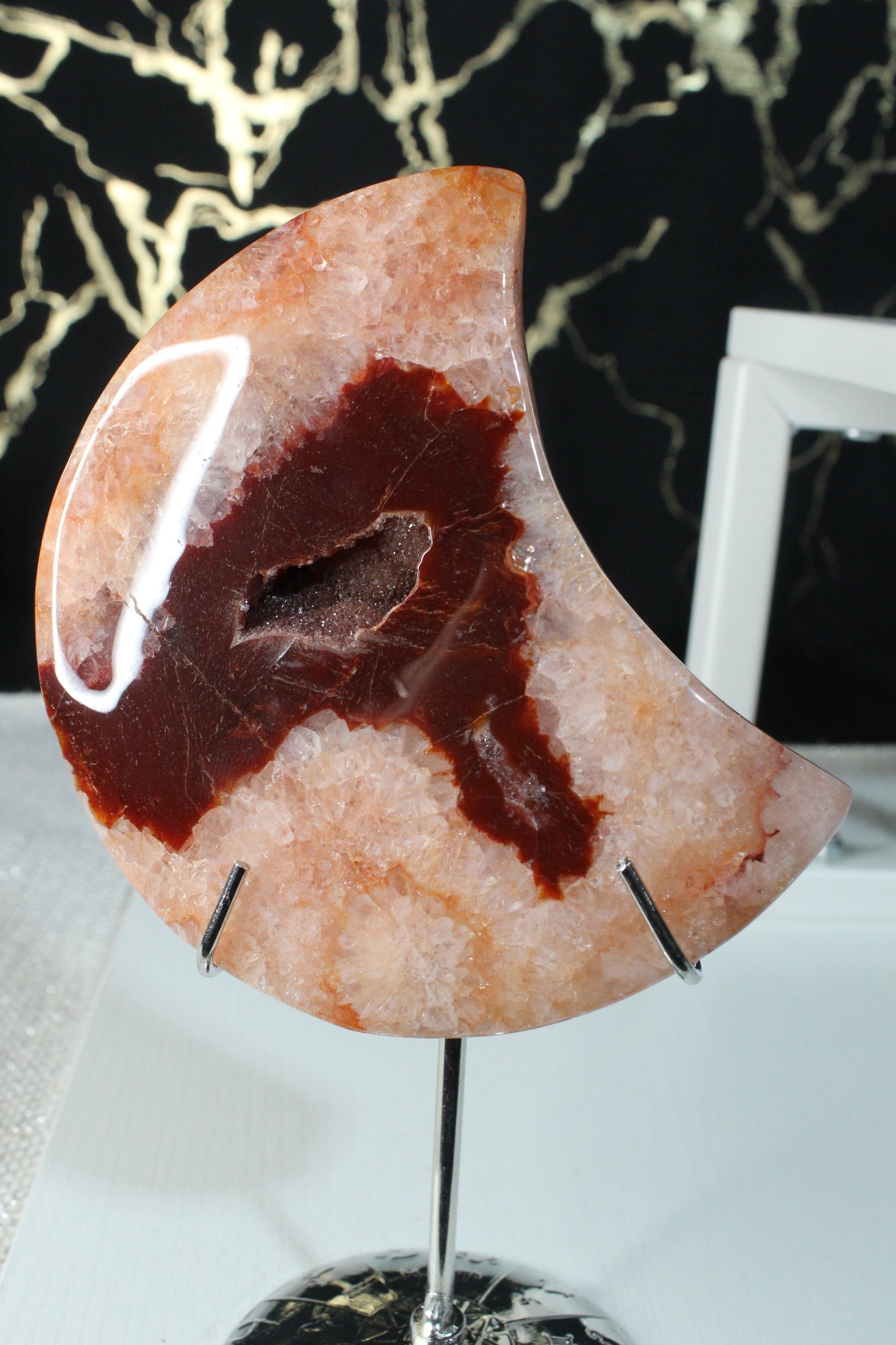Carnelian Druzy Agate Moons