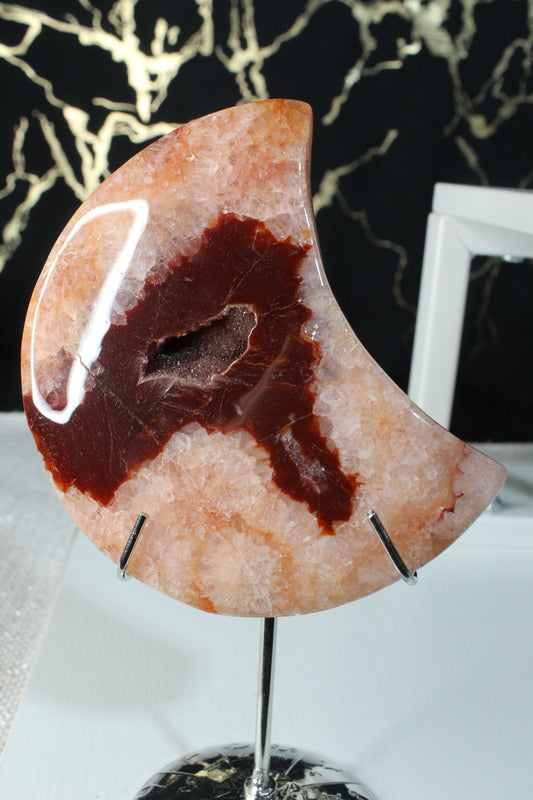 Carnelian Druzy Agate Moons