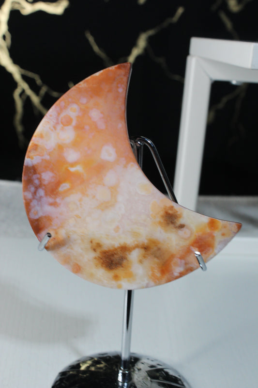 Carnelian Flower Agate Moons