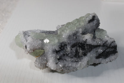 Green and White Quartz Geode