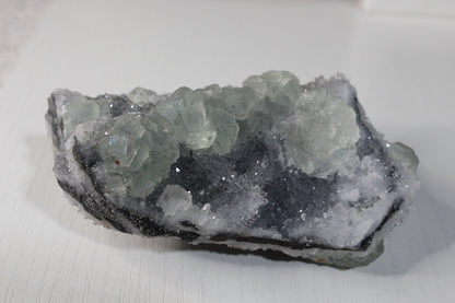 Green and White Quartz Geode