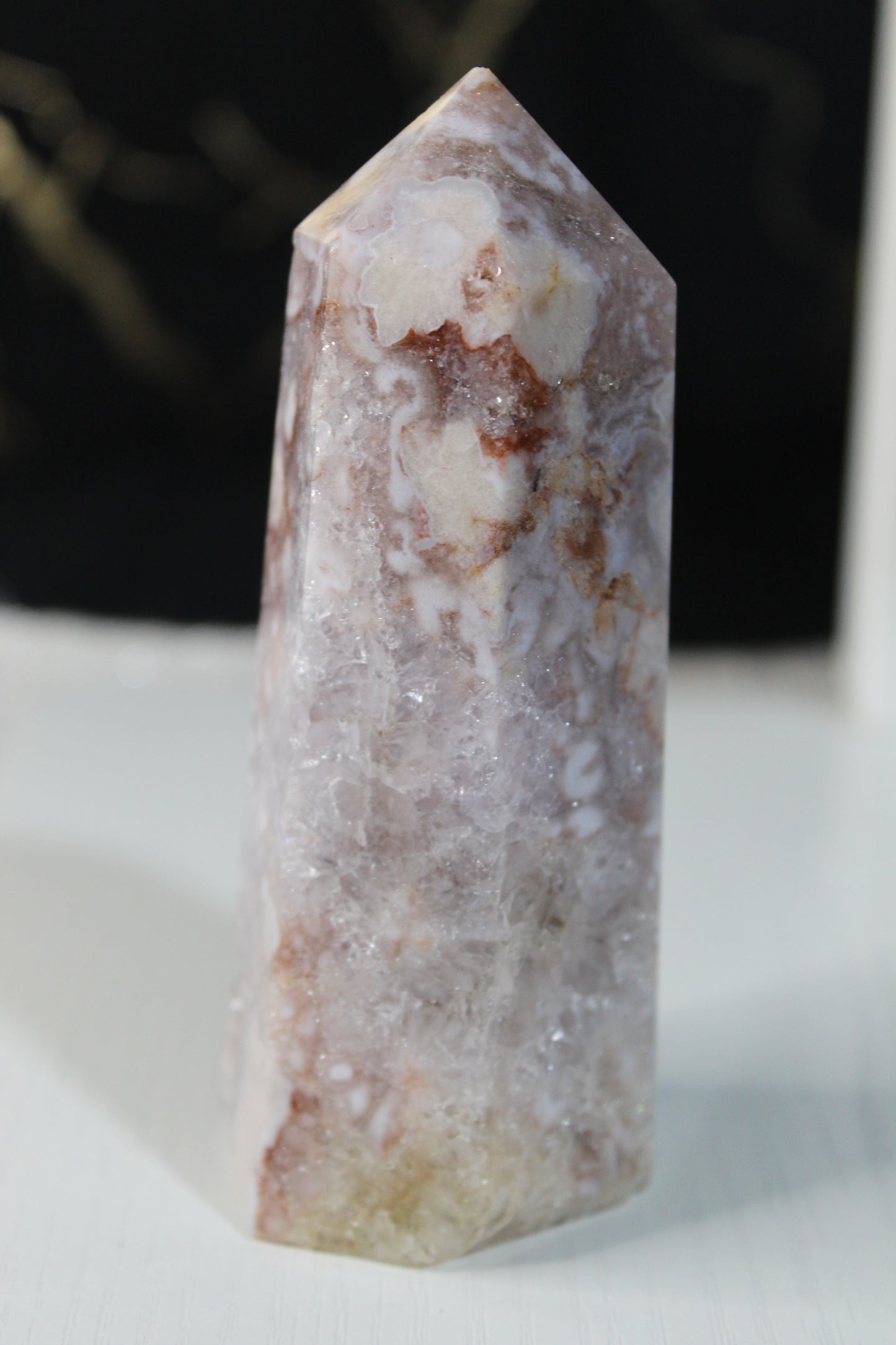 Pink Flower Agate Tower
