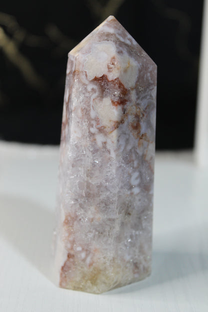 Pink Flower Agate Tower