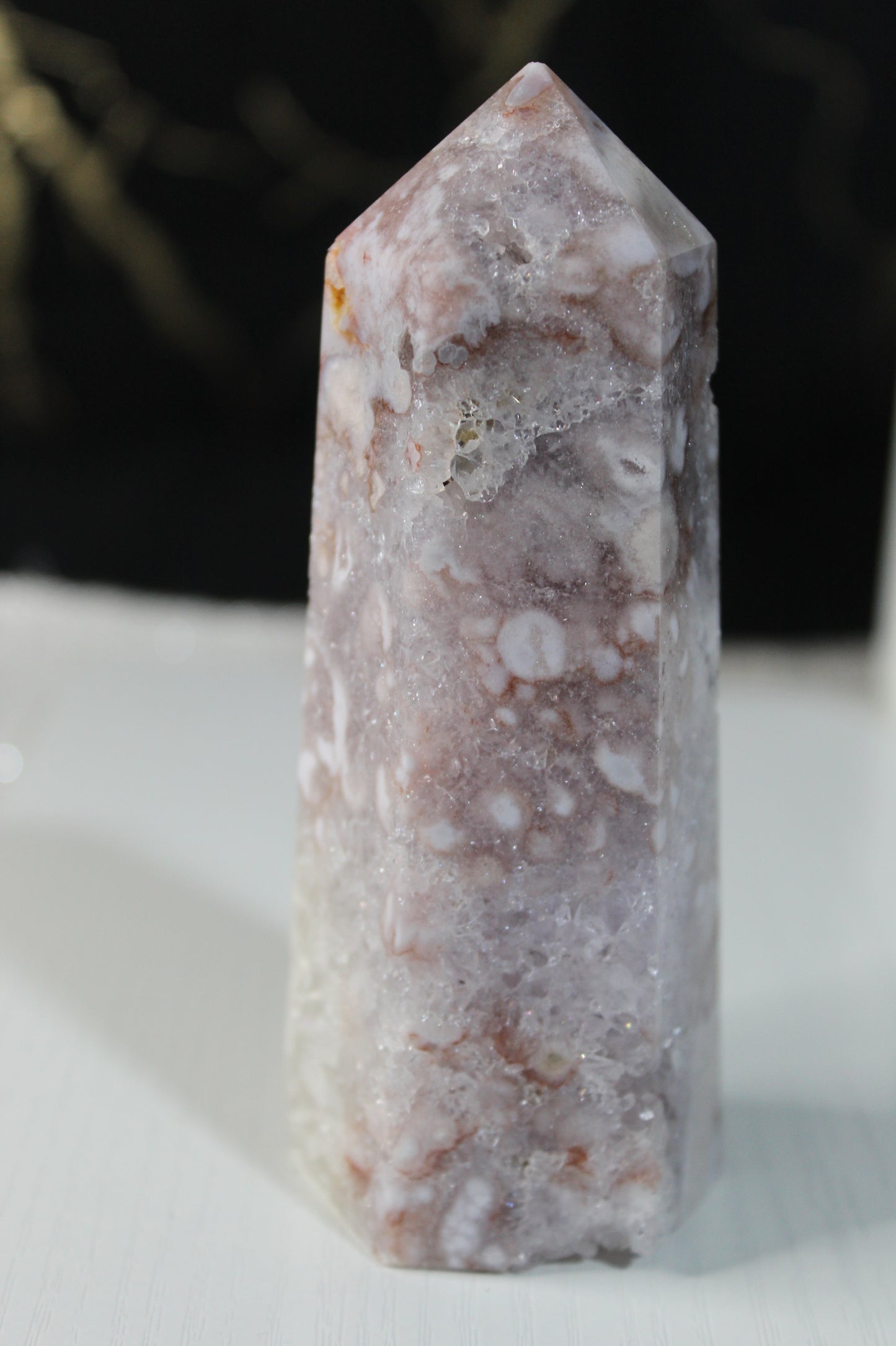 Pink Flower Agate Tower