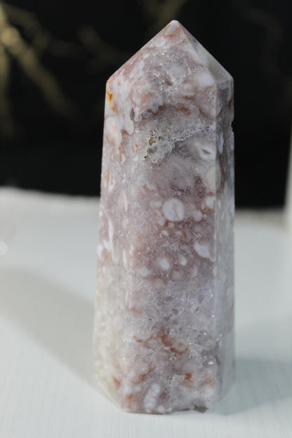 Pink Flower Agate Tower