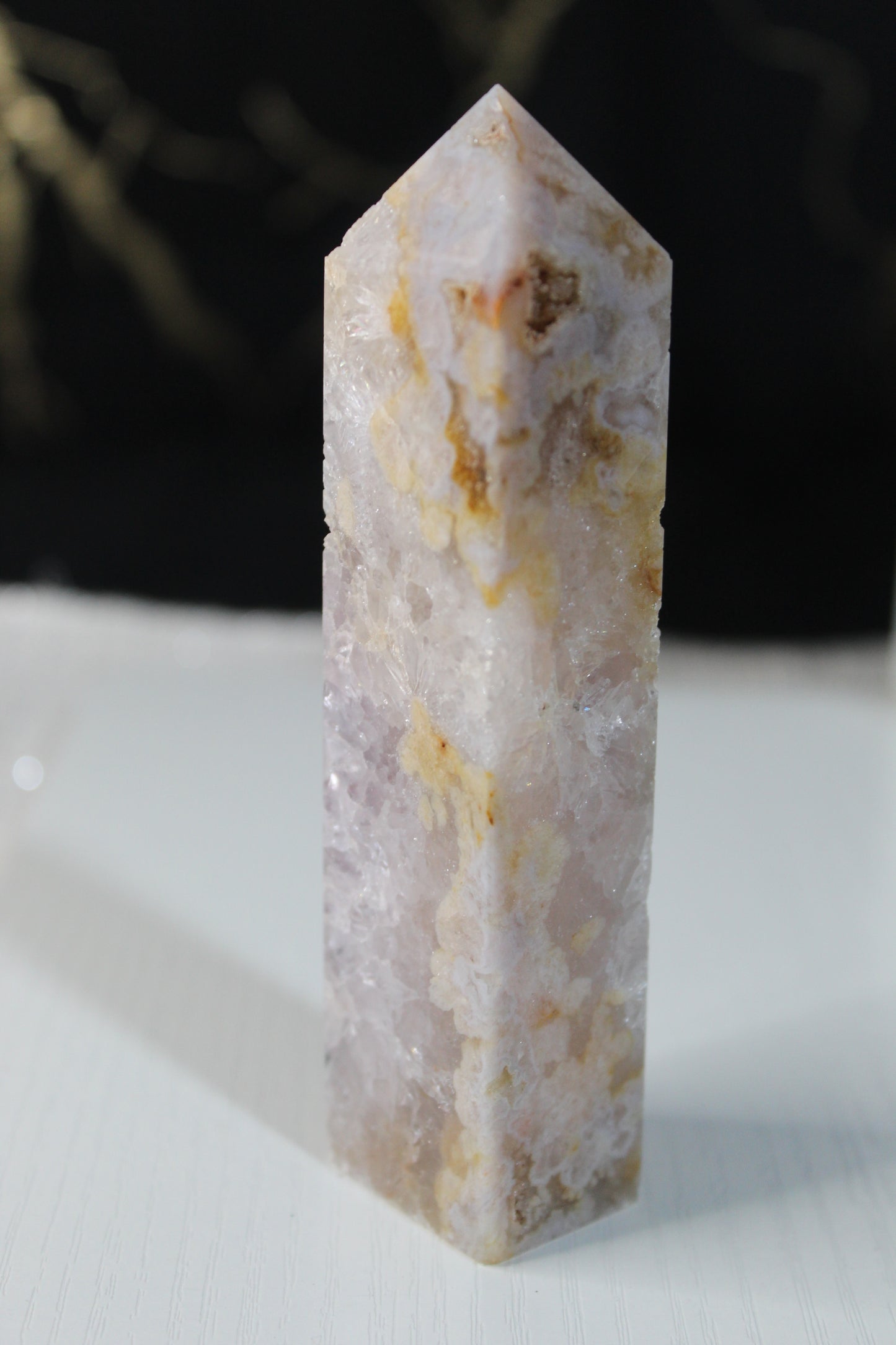 Pink Flower Agate Tower