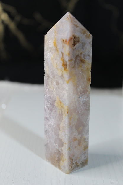 Pink Flower Agate Tower