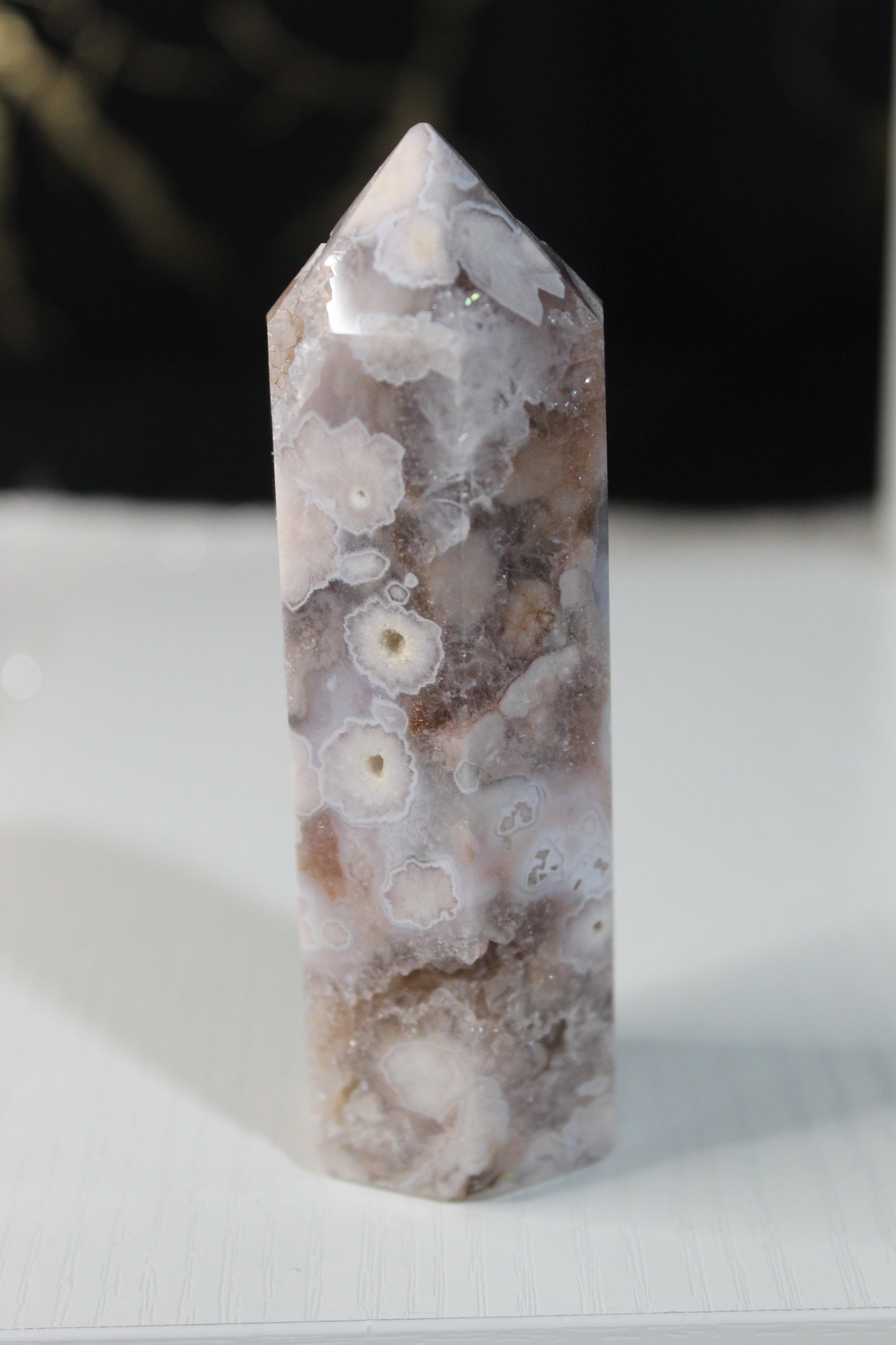 Pink Flower Agate Tower