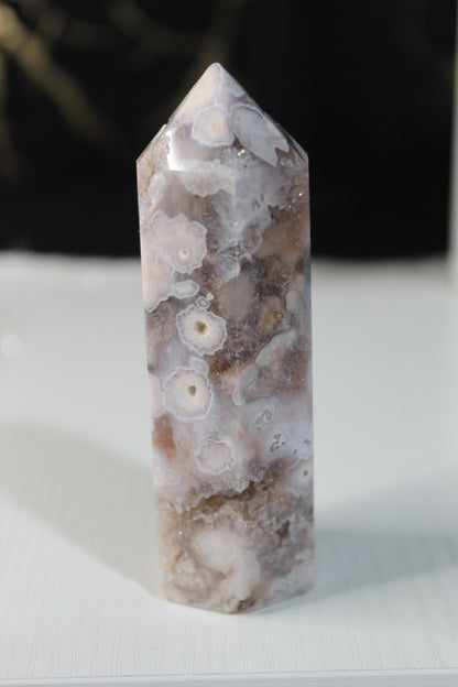 Pink Flower Agate Tower