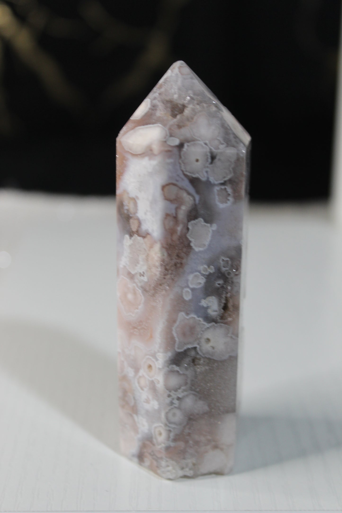 Pink Flower Agate Tower
