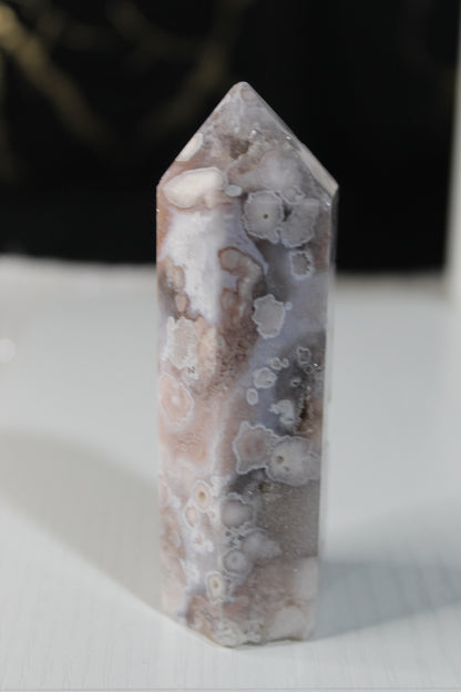 Pink Flower Agate Tower