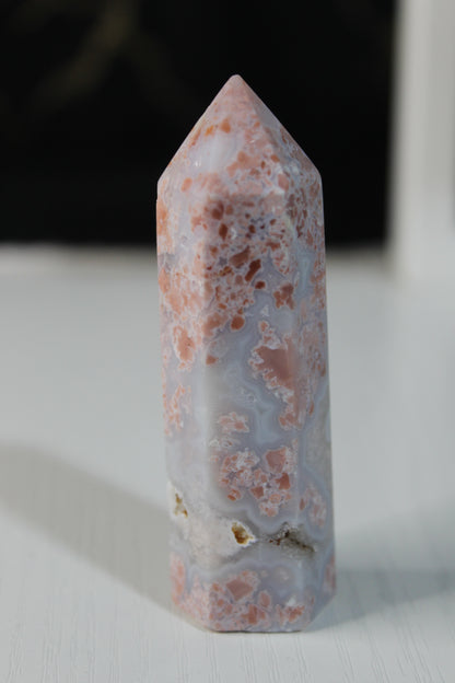 Pink Flower Agate Tower