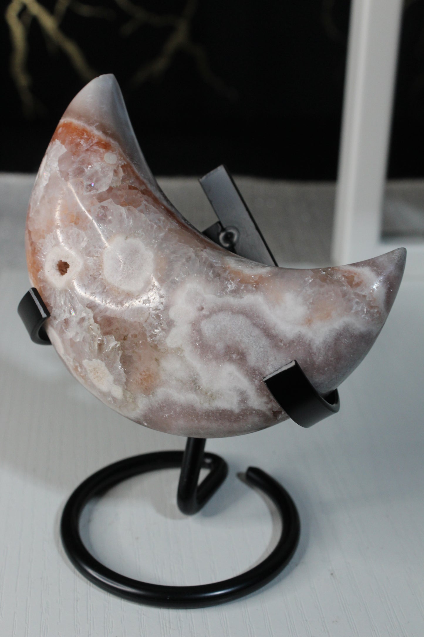 Pink Flower Agate Moons