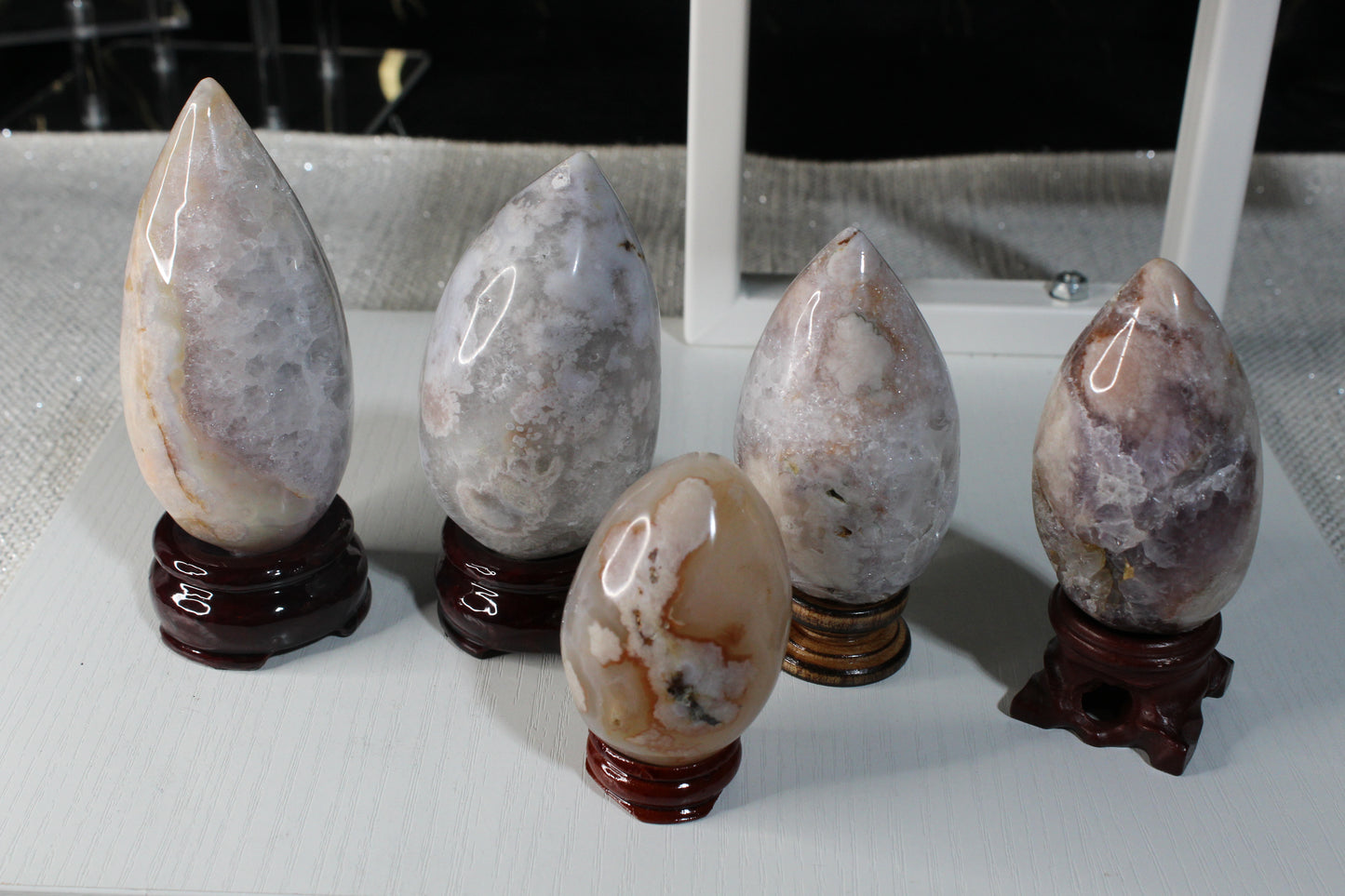 Pink Flower Agate Eggs