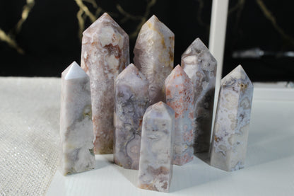 Pink Flower Agate Tower