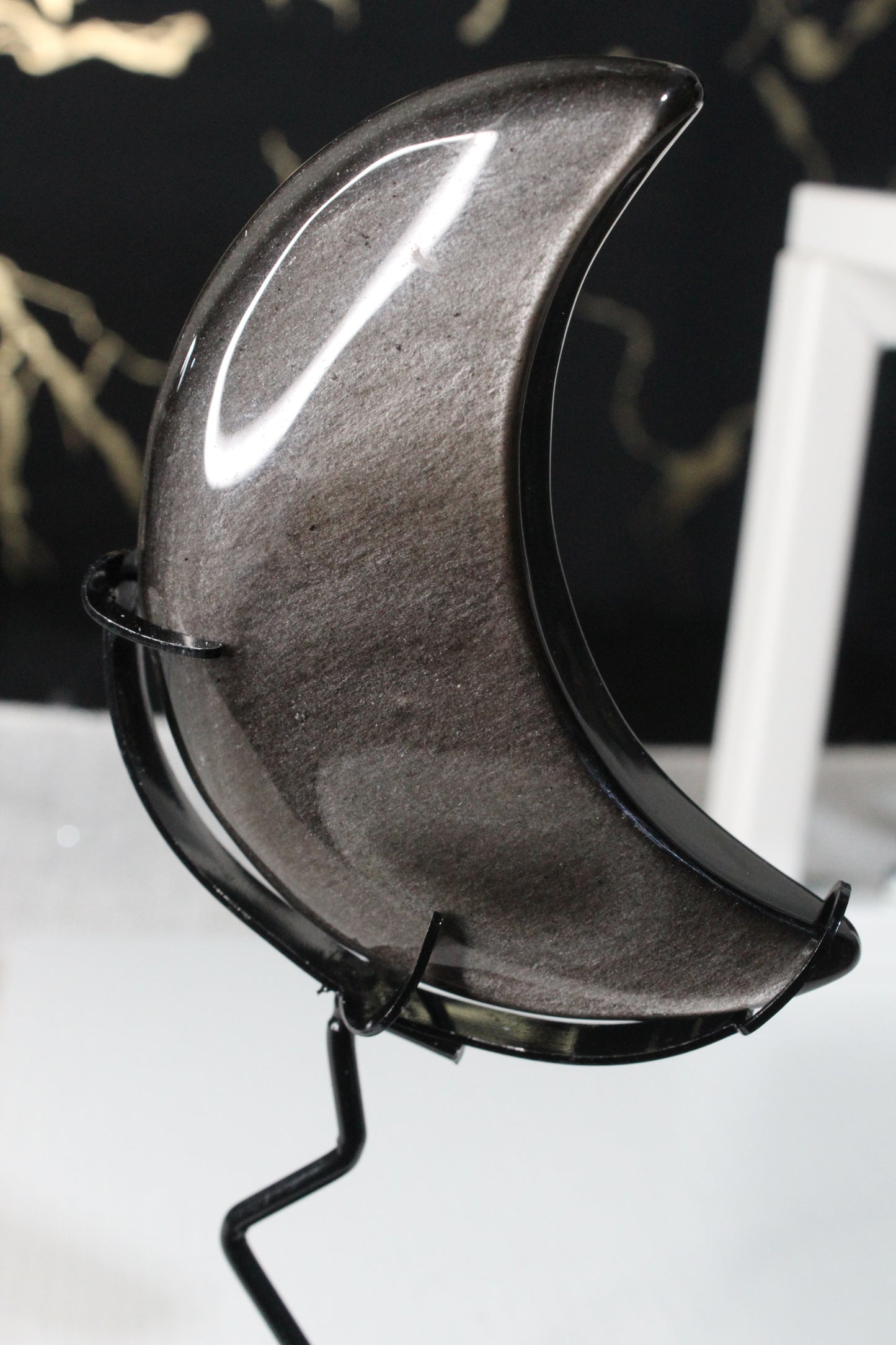 Silver Sheen Obsidian Moons